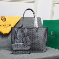 Goyard Anjou Reversible Tote In Goyardine Calfskin Grey