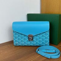 Goyard Chypre Wallet-Pouch In Goyardine Canvas Sky Blue