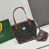 Goyard Mini Anjou Reversible Tote In Coeur Goyardine Calfskin Brown