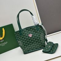 Goyard Mini Anjou Reversible Tote In Coeur Goyardine Calfskin Green