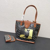 Goyard Mini Anjou Reversible Tote In French Bulldog Goyardine Calfskin Brown