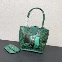 Goyard Mini Anjou Reversible Tote In French Bulldog Goyardine Calfskin Green