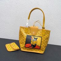 Goyard Mini Anjou Reversible Tote In French Bulldog Goyardine Calfskin Yellow