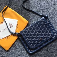 Goyard Plumet Pocket Wallet In Goyardine Canvas Navy Blue