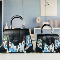 Goyard Saigon Structure Bag In Letters Camouflage Goyardine Canvas Black/Blue