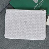 Goyard Senat Pouch In Goyardine Canvas White