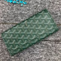 Goyard Varenne Long Wallet In Goyardine Canvas Green